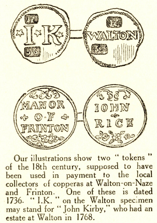 Copperas Tokens Frinton and Walton Copyright: W Gurney Benham Essex Sokens 1928