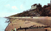 Dovercourt Promenade coloured post card showing sloped cliffs 