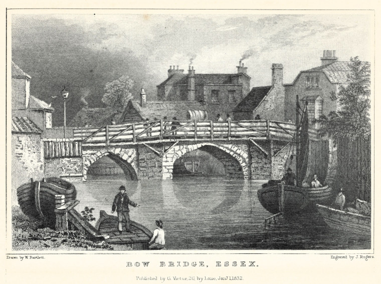 Bow Bridge West Ham Essex 1832 Print Copyright: William George