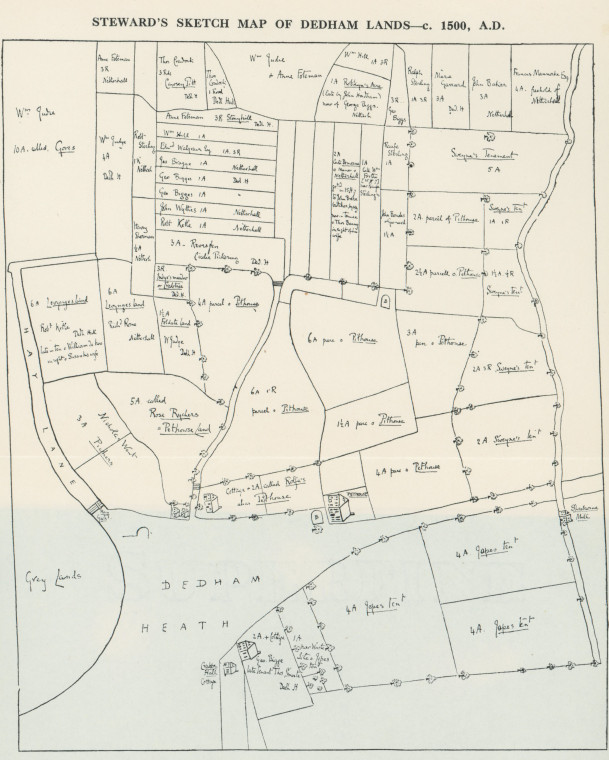 Dedham Map circa 1500 Copyright: William George