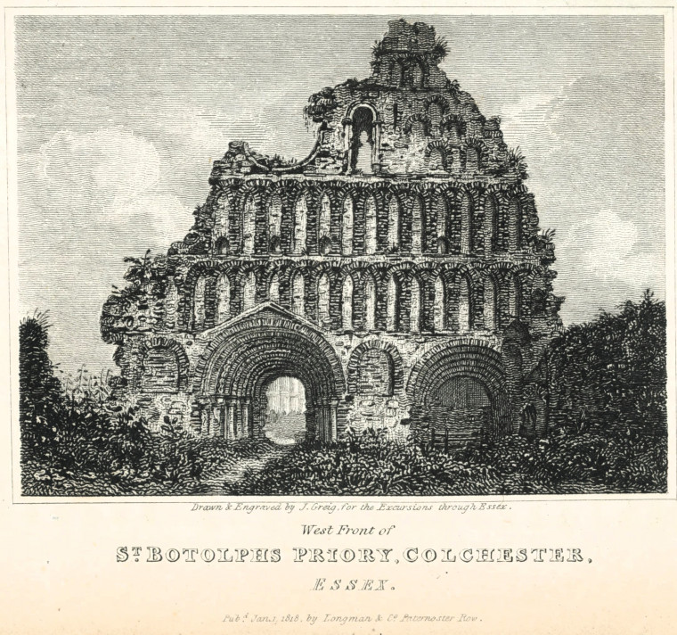 Colchester St Botolph Priory West Front 1818 Excursions Copyright: J Greig