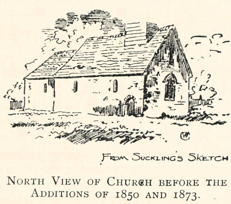 Stondon Massey Church before 1853 Suckling Sketch Copyright: E H L Reeve Stondon Massey 1900