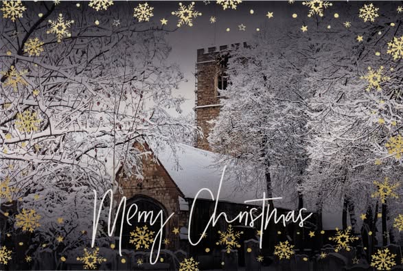 Barking Church St Margaret in the snow Christmas Card Copyright: William George