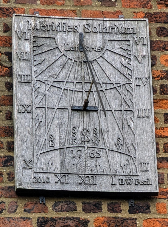 Nazeing Church Tower with replica sundial 5 July 2024 detail Copyright: William George