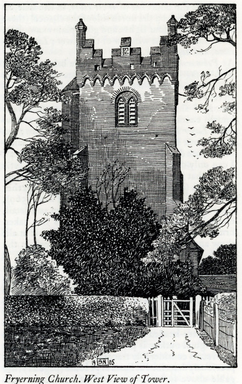 Fryerning Church west view of tower Godman 1905 Copyright: S Newcombe