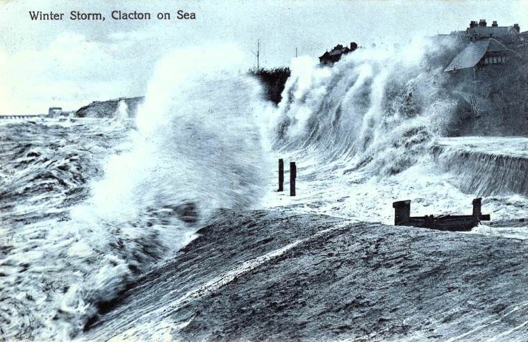 Clacton on Sea Winter Storm Post Card Copyright: William George