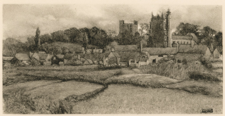 Castle Hedingham etching 1901 R A Beckett 1901 Romantic Essex Copyright: F C Tilney