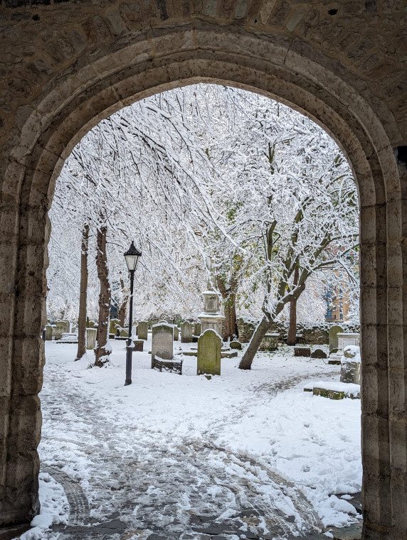 Barking Curfew Tower Arch View in snow Copyright: William George