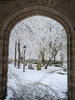 Barking Curfew Tower Arch View in snow 