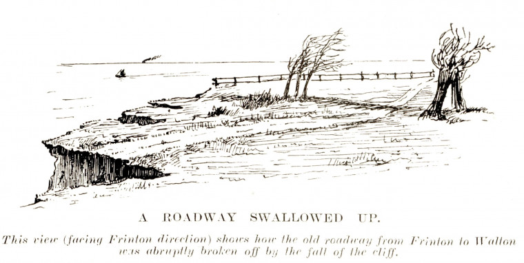 Walton Roadway swallowed by a Landslip 1897 Copyright: W Gurney Benham Essex Sokens 1928