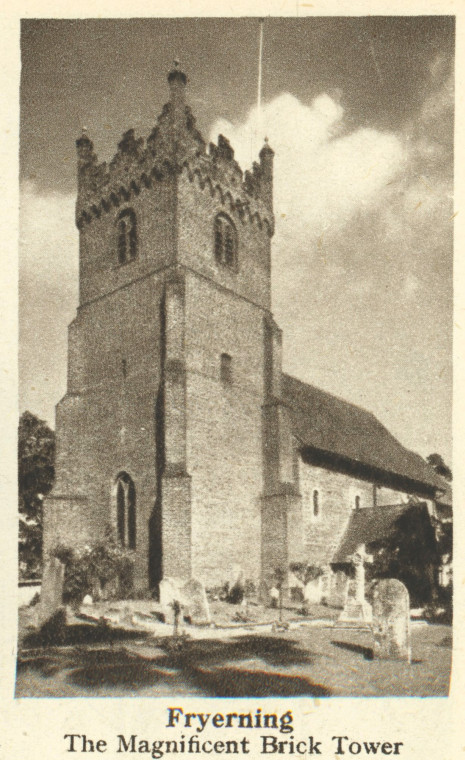 Fryerning Church The Brick Tower Arthur Mee 1942 Copyright: Arthur Mee 1942