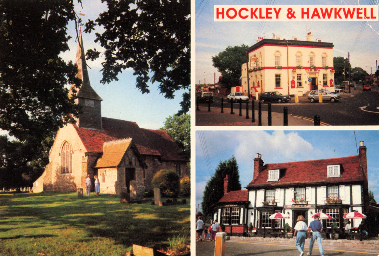 Hockley and Hawkwell Multiview Post Card three images Copyright: William George
