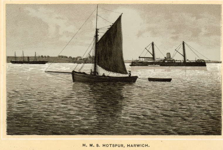 Harwich HMS Hotspur circa 1890 Album Copyright: Charles Reynolds and Co Album