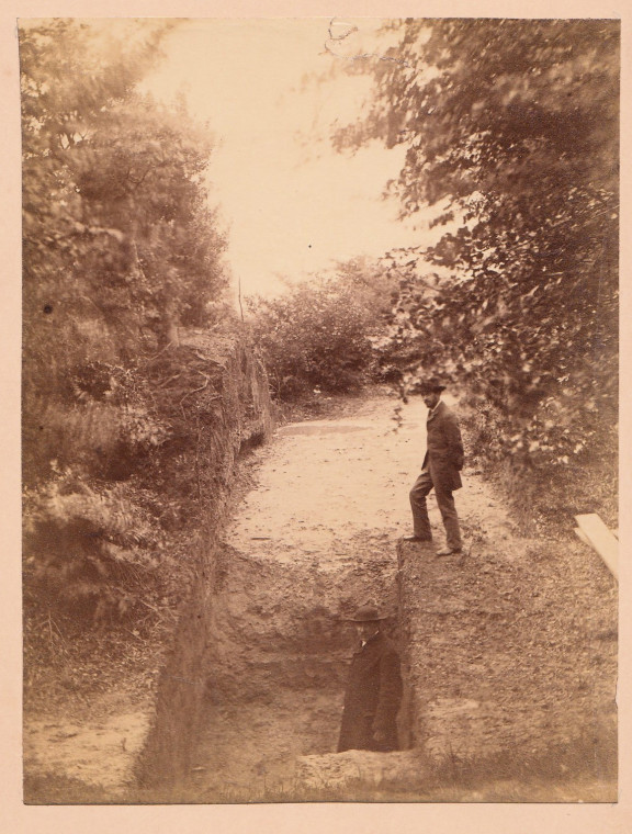 Loughton Camp Excavation Trench Photograph 1882 Copyright: William George