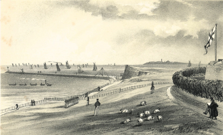 Harwich Breakwater from Redoubt 1851 Copyright: William George