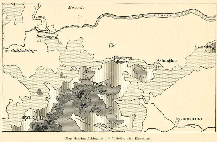 Ashingdon and Vicinity Elevations Miller Christy 1925 Copyright: Miller Christy Battle of Assandun BAR 1925