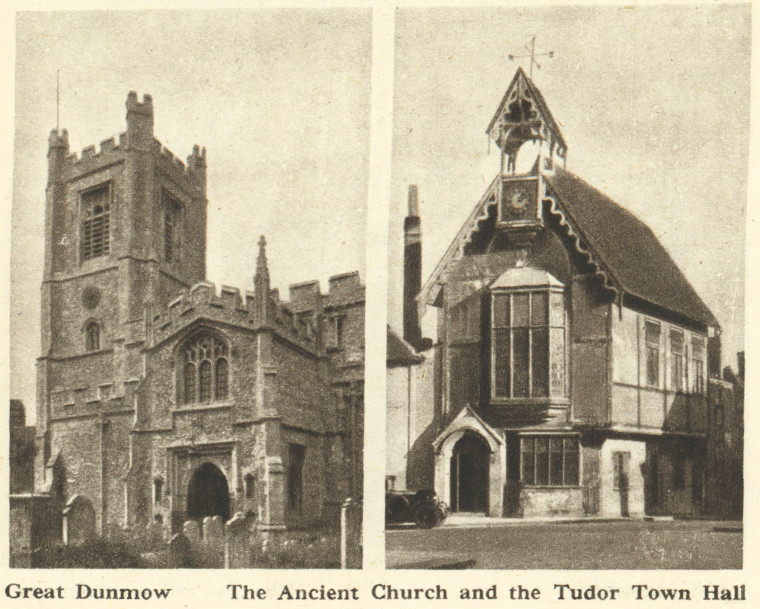 Great Dunmow Church and Tudor Town Hall Arthur Mee 1942 Copyright: Arthur Mee 1942