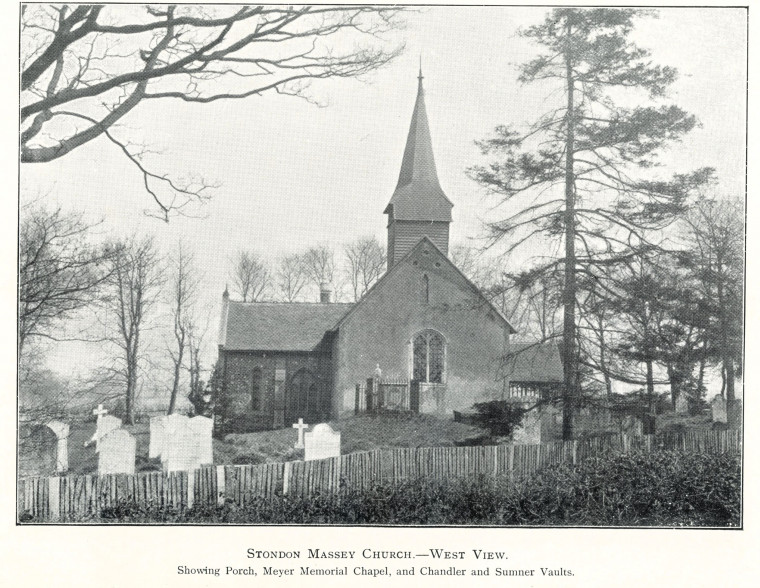 Stondon Massey Church View from  West 1900 Copyright: E H L Reeve Stondon Massey 1900