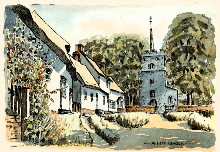 Wendons Ambo Church Watercolour Albert Lewsey Copyright: William George