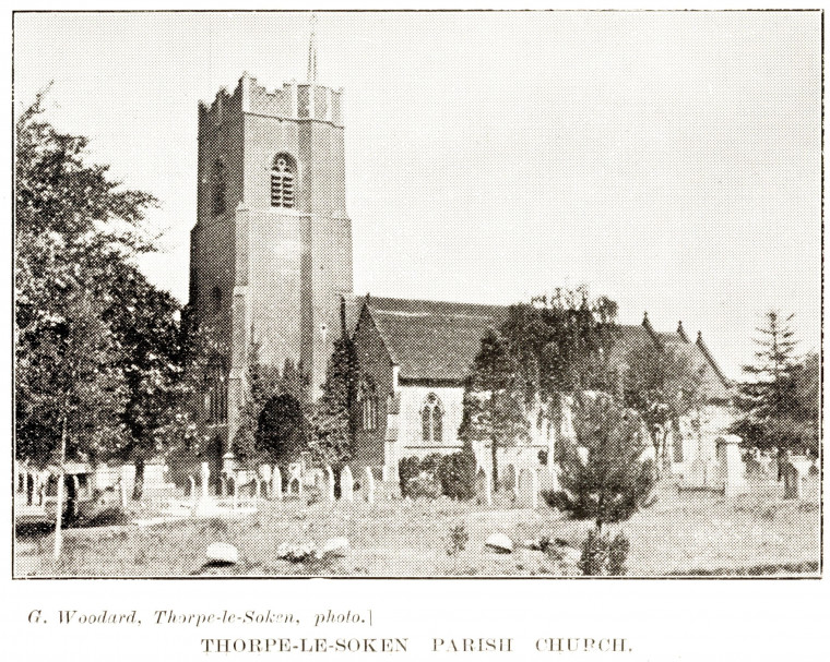 Thorpe Church Photograph G Woodard Copyright: G Woodard in W Gurney Benham Essex Sokens 1928