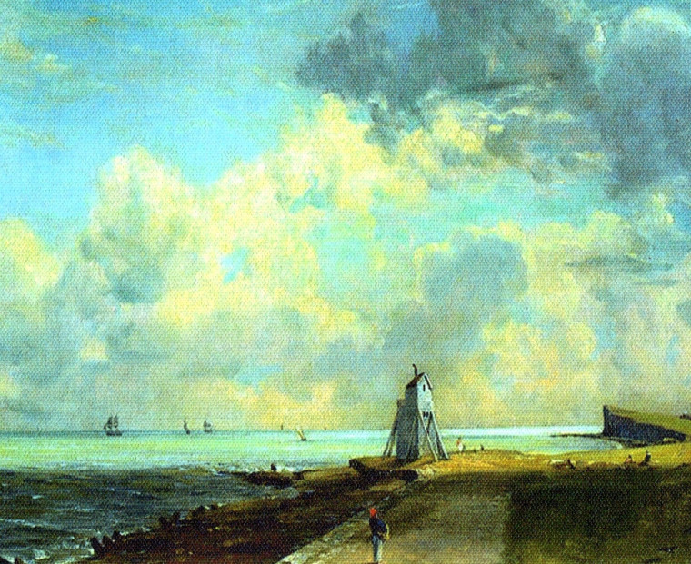 Harwich showing cliff and low lighthouse about 1810 Copyright: William George