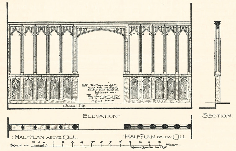 Stondon Massey Church Rood Screen W Chancellor 1898 Copyright: E H L Reeve Stondon Massey 1900