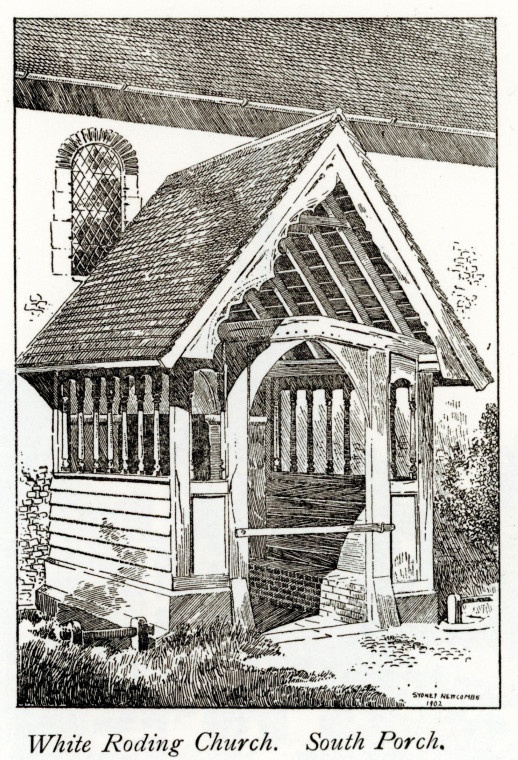 White Roding Church south porch Godman 1905 Copyright: S Newcombe