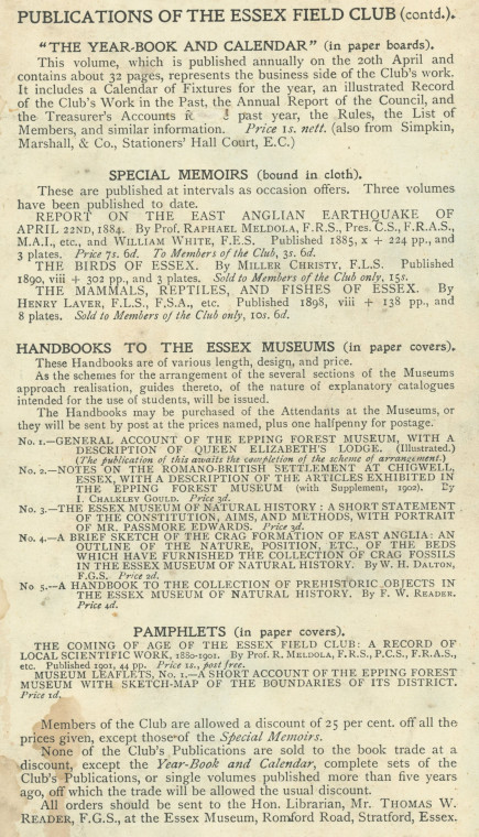 Essex Field Club Publications 2 1905 Copyright: Essex Field Club Year Book 1905 to 1906
