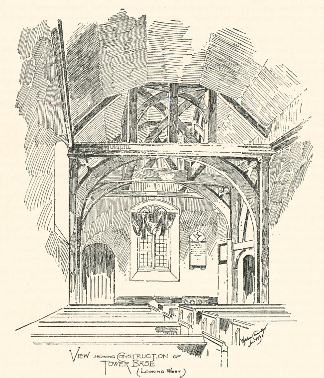 Stondon Massey Church Tower Base W Chancellor 1898 Copyright: E H L Reeve Stondon Massey 1900