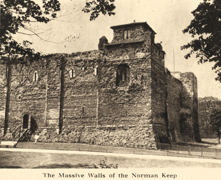 Colchester Castle Massive Walls Arthur Mee 1942 Copyright: Arthur Mee 1942