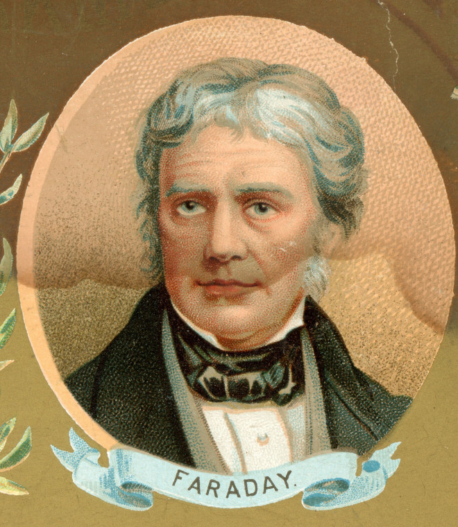 Michael Faraday 1791 to 1867 Coloured Portrait Copyright: William George