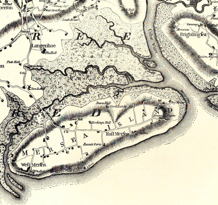 MerseIsland 1777 Map by Chapman and Andre Copyright: William George