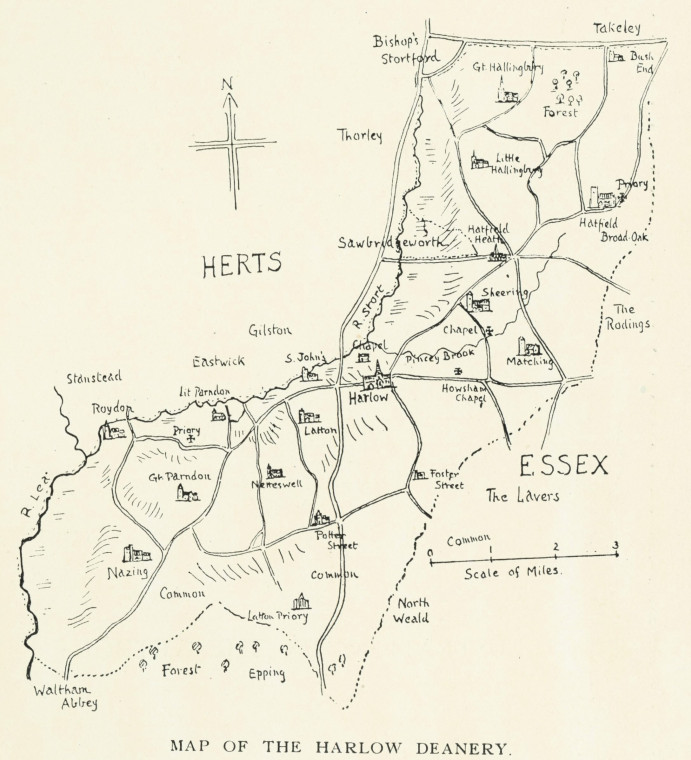 Harlow Deanery Map Fisher 1922 Copyright: Harlow Deanery H L Fisher 1922