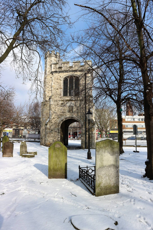 Barking Curfew Tower View in snow 2 Copyright: William George