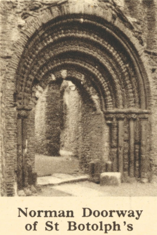 Colchester St Botolphs Norman Doorway Arthur Mee 1942 Copyright: William George