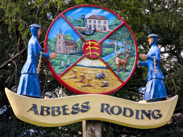 Abbess Roding Village Sign 17th September 2024 Copyright: William George