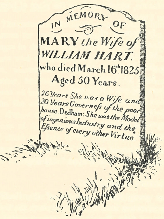 Dedham Gravestone of Mart Hart died 1825 Copyright: William George