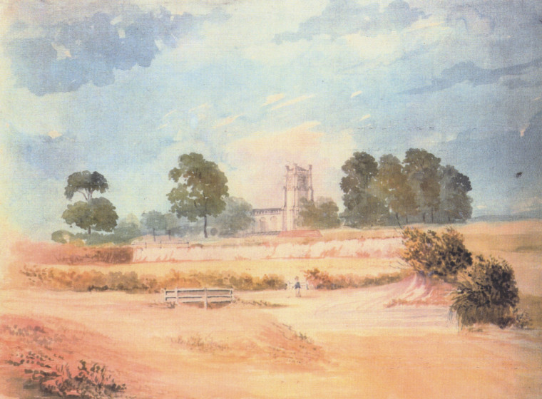 Newport Church from Bury Water 1857 Watercolour Copy Copyright: William George