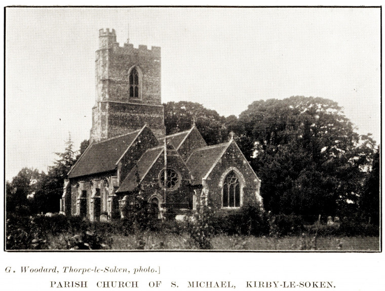 Kirby Church Photograph G Woodard Copyright: G Woodard in W Gurney Benham Essex Sokens 1928