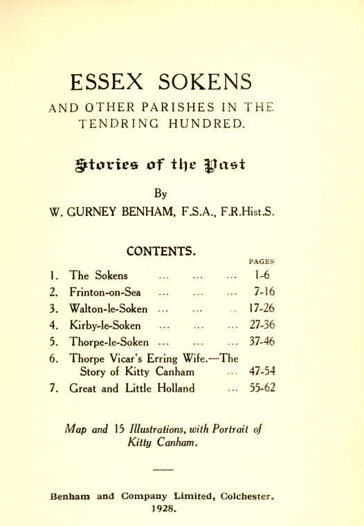 Comments Copyright: W Gurney Benham Essex Sokens 1928