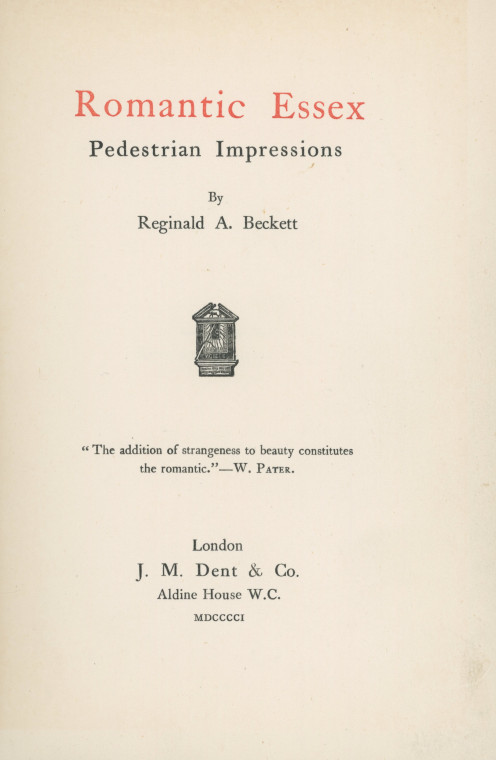 Book Title Page Reginald A Beckett Romantic Essex Copyright: R A Beckett 1901