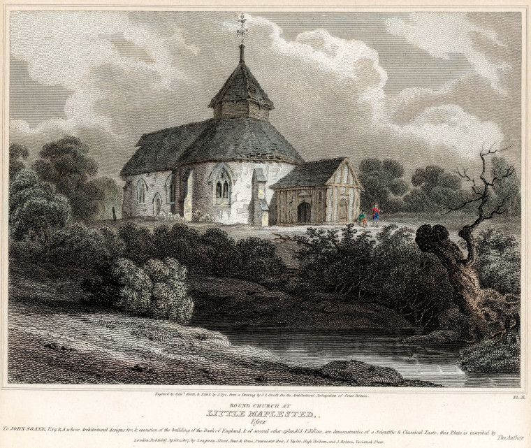 Little Maplestead Church Engraving 1807 Copyright: J C Smith