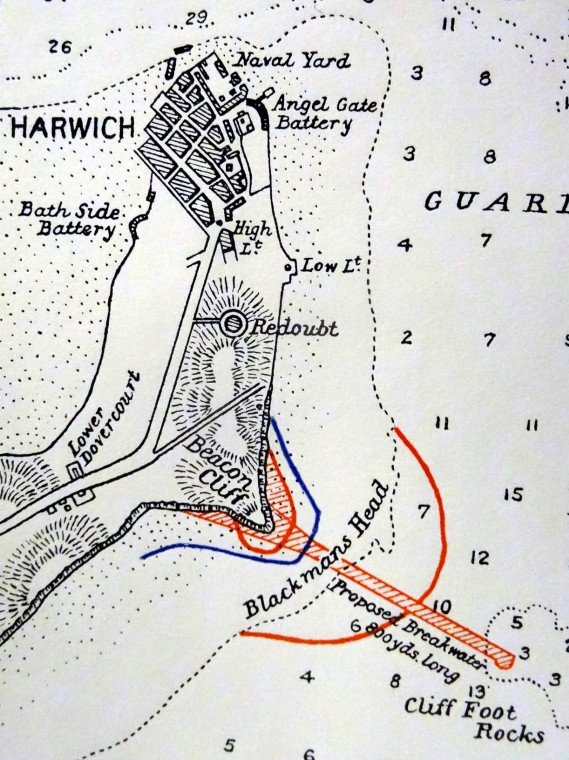 Harwich map showing cliff erosion Copyright: William George