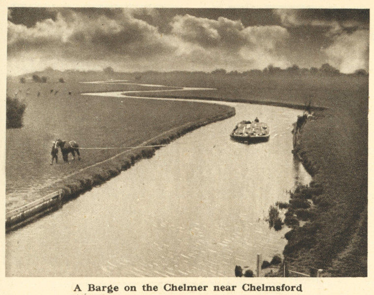 Chelmsford A Barge on the Chelmer Arthur Mee 1942 Copyright: Arthur Mee 1942