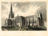 Thaxted Church hand tinted engraving 1831