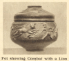 Colchester Roman Pot showing Lion Combat Arthur Mee 1942 