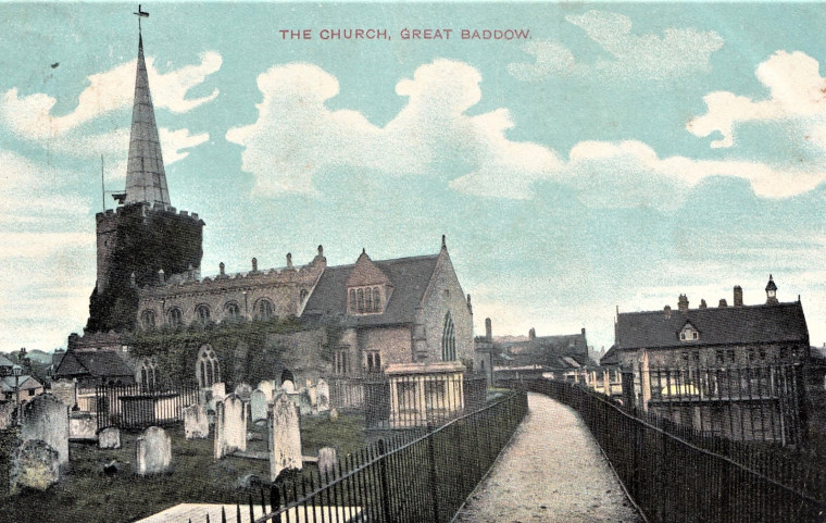 Great Baddow Church Coloured Post Card Copyright: William George