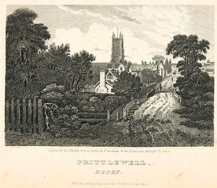 Prittlewell Church Essex Excursions 1818 Copyright: H Gastineau