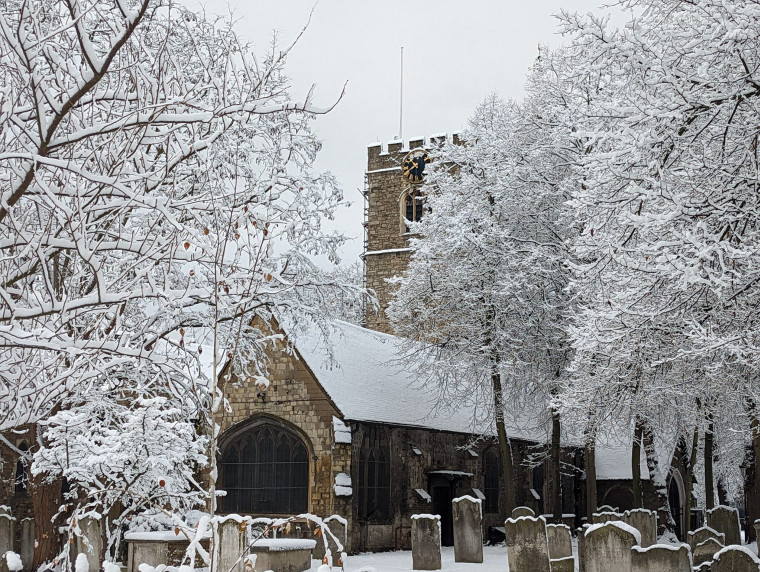 Barking Church St Margaret in the snow 1 Copyright: William George