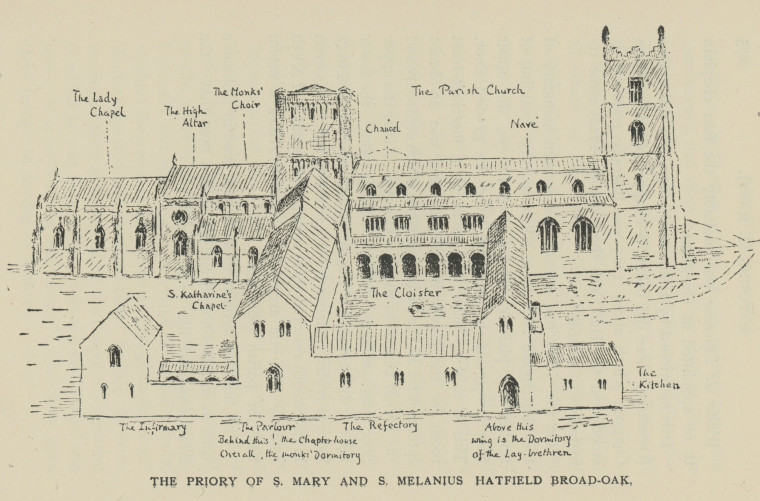 Hatfield Broad Oak Priory Sketch Fisher 1922 Copyright: Harlow Deanery H L Fisher 1922